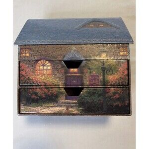 Vintage Thomas Kinkade Painter Of Light  Keepsake Cottage Box Stationary Fairy